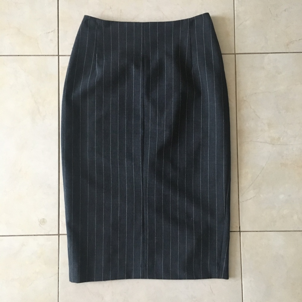 St. Vincent High-Waisted Charcoal Grey Pinstripe Skirt